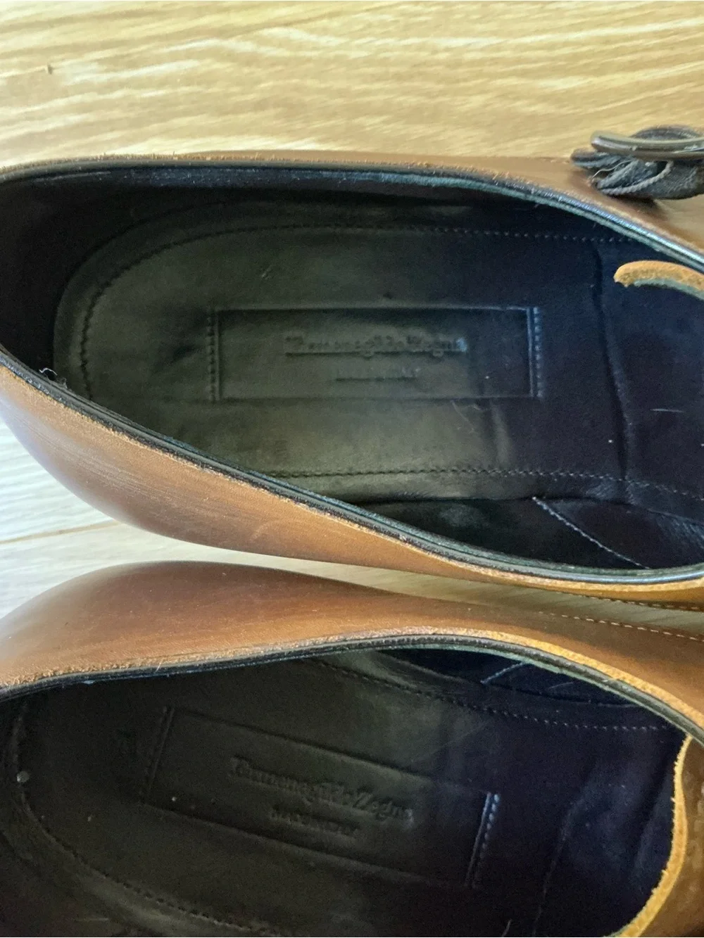 Ermenegildo Zegna Monk Strap Buckle Leather Dress Shoes Brown Size 10